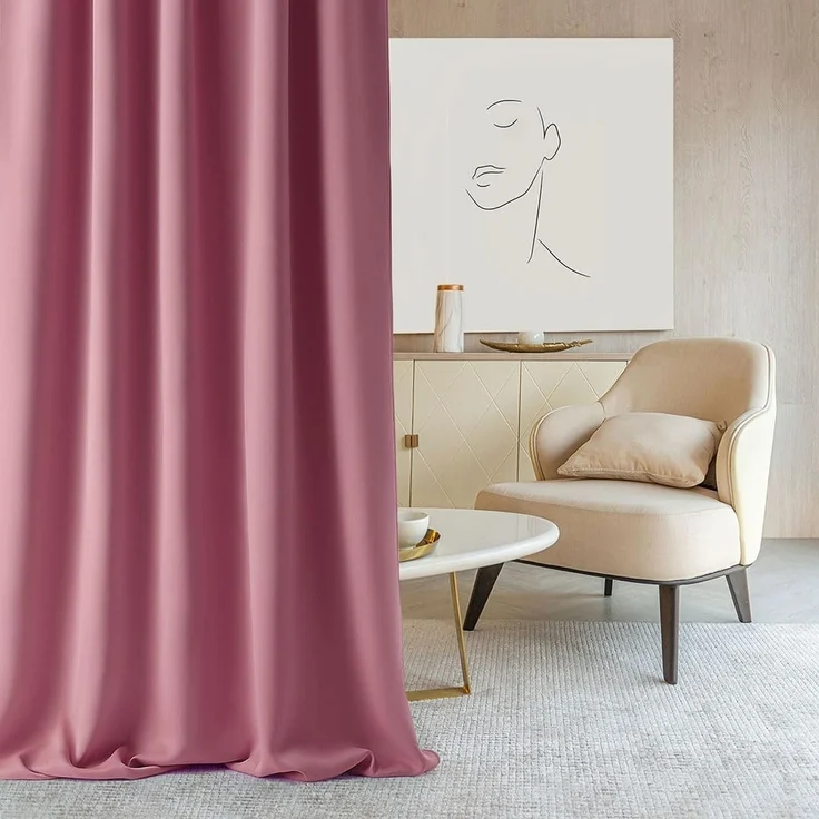 ROOM99 Vorhang mit Silberen Ösen Aura 140x250 cm Breite x Höhe Schiebegardinen Deko Modern Curtain Gardine Wohnzimmer Schlafzimmer Rosa, 1 Stück – Bild 1