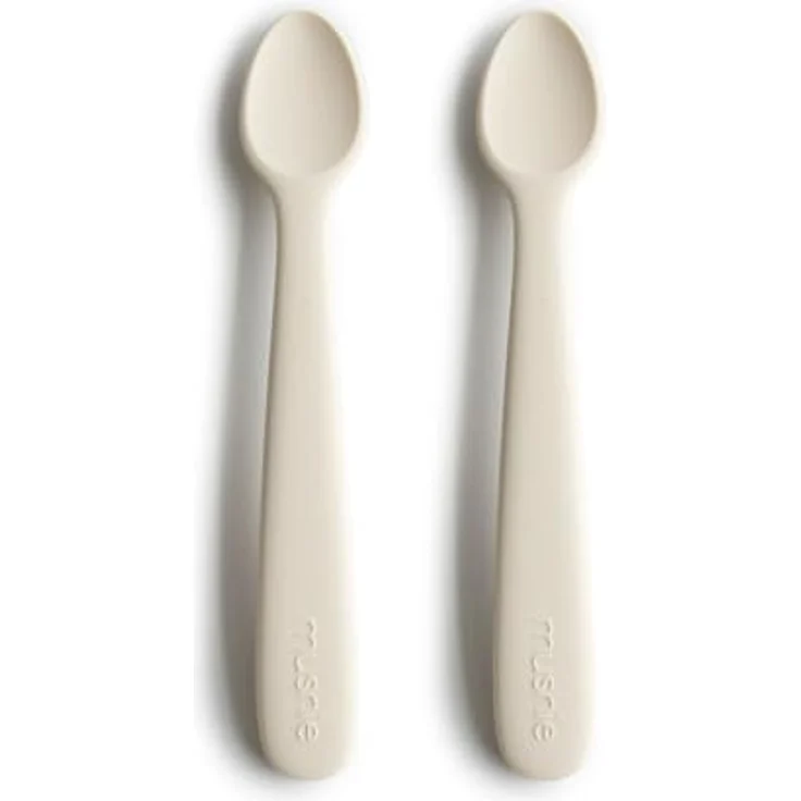 Mushie Kinderbesteck Babylöffel Ivory (2-tlg), 2 Personen, Silikon, 2er Set Silikon BPA-frei Spülmaschinenfest – Bild 2