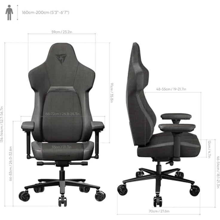 Thunder X3 CORE Loft Black- CORE. RDY 360 Gaming Stuhl - Schwarz - Stoff - Bis zu 150 kg – Bild 2