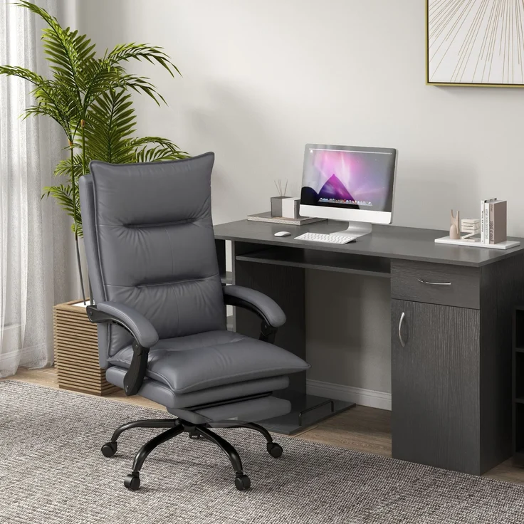 MELAYR, Bürostuhl mit Massagefunktion & Heizfunktion, Fußstütze, bis 120 kg, Dunkelgrau, 66 x 74 x 121.5 cm – Bild 4