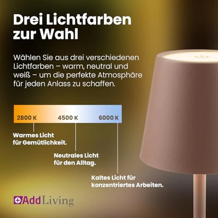 AddLiving LED Fashion Tischlampe, dimmbare Schreibtischlampe mit 3 Farbtemperaturen, kupfer, mobil und mit USB-Anschluss – Bild 5