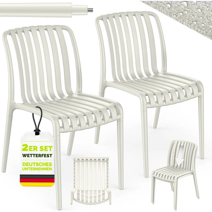 tillvex® Gartenstühle 2er Set Stapelbar Wetterfest | Outdoor Stühle bis 120kg belastbar | Gartenstühle Outdoor | Terrassenstuhl Gartenmöbel Balkon Garten Terrasse – Bild 6