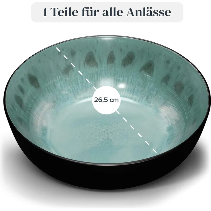 Steingut Servierschüssel Ibiza TESTSIEGER, Traumhafte Mediterrane Salatschüssel, Servierschale - Bowl Schüssel Groß, Salatschale - Pure Living in Salbeigrün – Bild 3