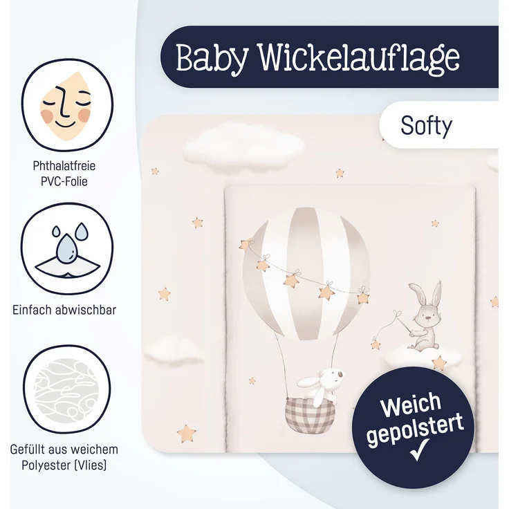 Julius Zöllner Wickelauflage Softy 75x85 Folie Sternenfahrt – Bild 1