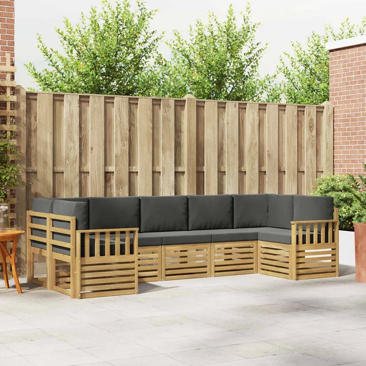 vidaXL Outdoor-Sofagarnitur 6 stk. 7-Sitzer Weiß und Anthrazit 3392427 – Bild 1