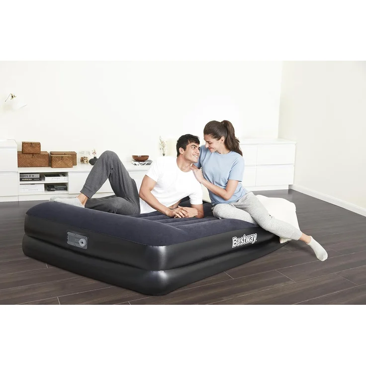 Bestway 'Aeroluxe' Doppel-Luftbett mit integrierter Elektropumpe, blau, 203 x 152 x 46 cm – Bild 3
