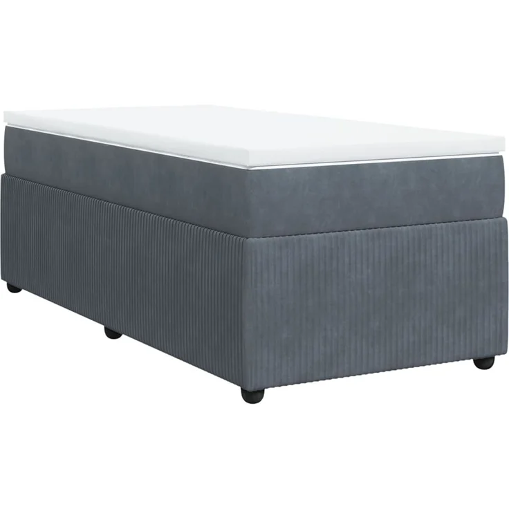 vidaXL Boxspringbett mit Matratze Dunkelgrau 80x200 cm Samt 3285603 – Bild 2