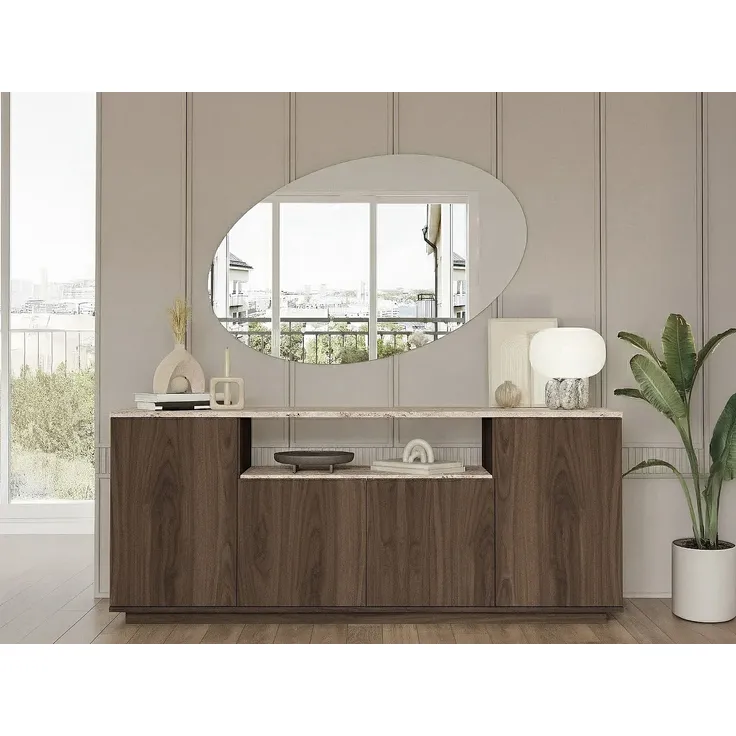 Vente-unique - LOTULA Sideboard Holz, Platte BraunBeige - B 44,5 cm x H 75 cm x L 180 cm – Bild 4
