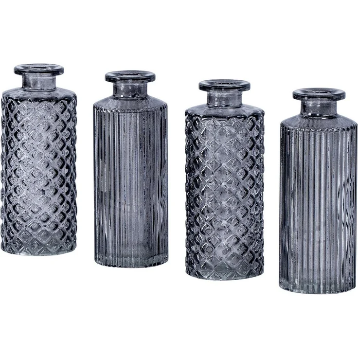 Levandeo® Dekovase, 4er Set Vase Schwarz Grau H14cm Glas Tischdeko Blumendeko Glasvase – Bild 2