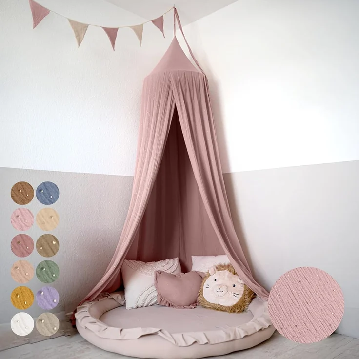 lilimaus Betthimmel Hochwertiger Baldachin Betthimmel Kinderzimmer, Gold Applikation, Stilvoller Baldachin für Baby- und Kinderzimmer – Bild 1