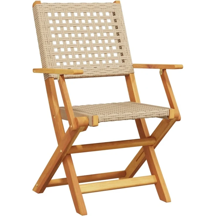 vidaXL Gartenstühle 2 Stk. Beige Massivholz Akazie und Poly Rattan 367665 – Bild 3