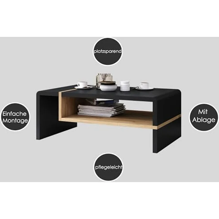 designimpex Couchtisch Design Wohnzimmertisch Folk 01 Tisch mit Ablagefläche – Bild 6