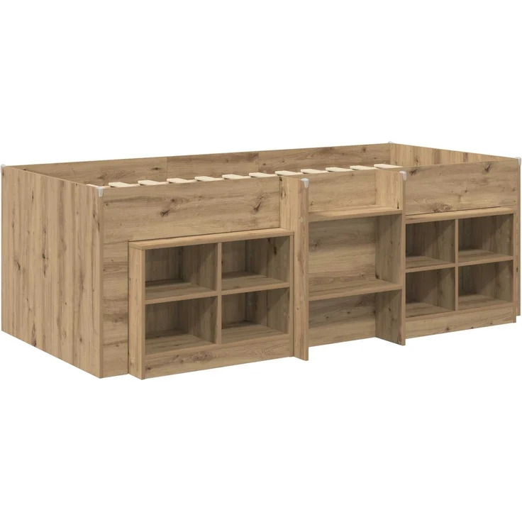 vidaXL Loft Bettgestell mit Schrank 3 stk. Artisan-Eiche Holzwerkstoff 3423413 – Bild 3