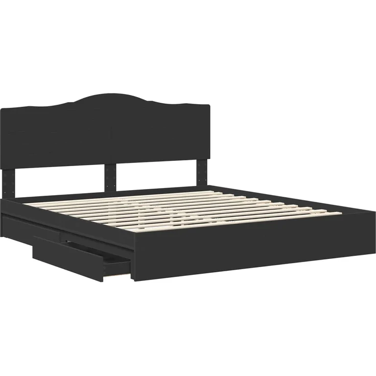 vidaXL Aufbewahrungsbett Schwarz 200 x 200 cm Holzwerkstoff 3413472 – Bild 4