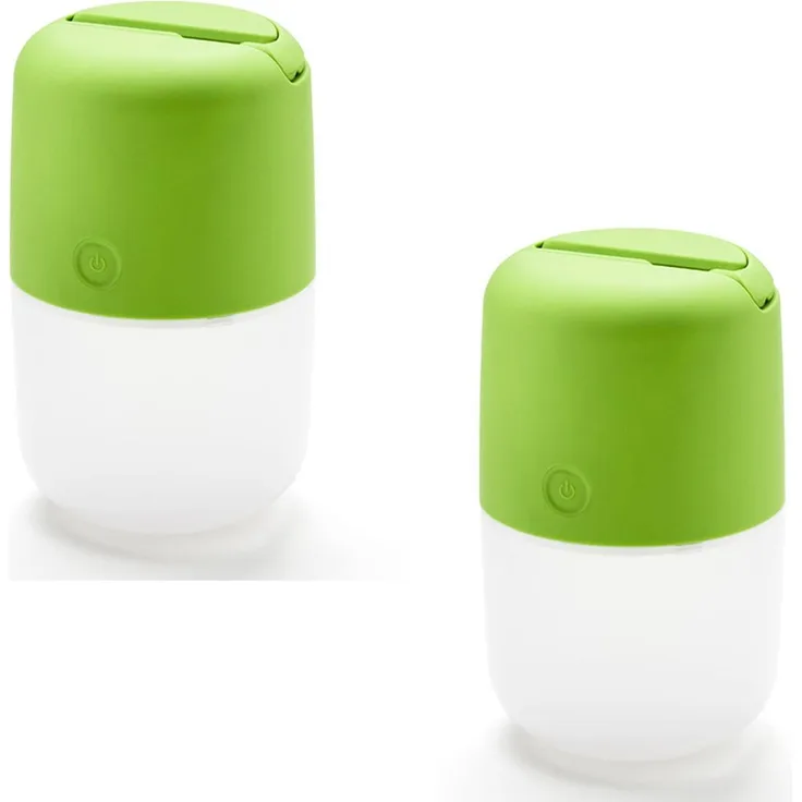 2er Set Solar LED Leuchte ASSISI mit 3-Stufen Dimmer & USB-Kabel, IP44, Grün