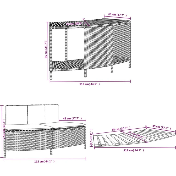 vidaXL Whirlpool-Umrandung Schwarz Poly-Rattan und Massivholz Akazie 365614 – Bild 9