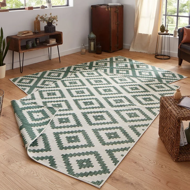 In- & Outdoor Teppich Malta Grün Creme - 80x250x0,5cm – Bild 5