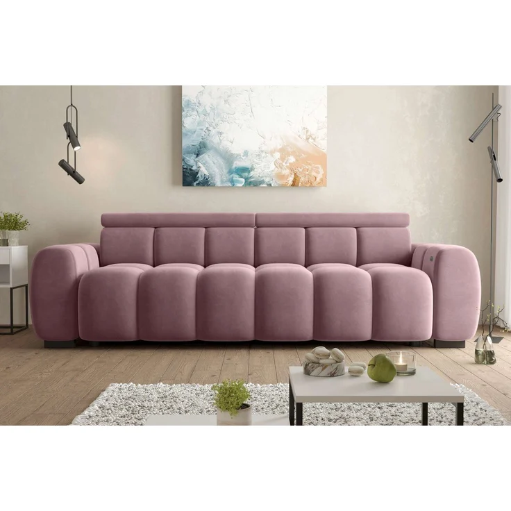 99rooms Alessio Bigsofa Velours TIFFANY Rosa mit Sitztiefenverstellung – Bild 5