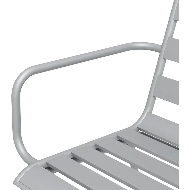 Outsunny Garten-Essgruppe Sitzgruppe mit 1 Esstisch, 6 stapelbaren Stühlen, (Gartengarnitur, 7-tlg, Sitzgarnitur), für Balkon, Terrasse, Stahl, Hellgrau – Bild 8