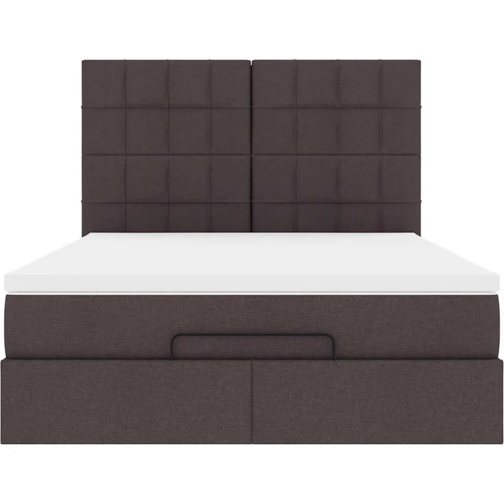 vidaXL Ottoman-Bett mit Matratze Dunkelbraun 140x190 cm Stoff 3313157 – Bild 5