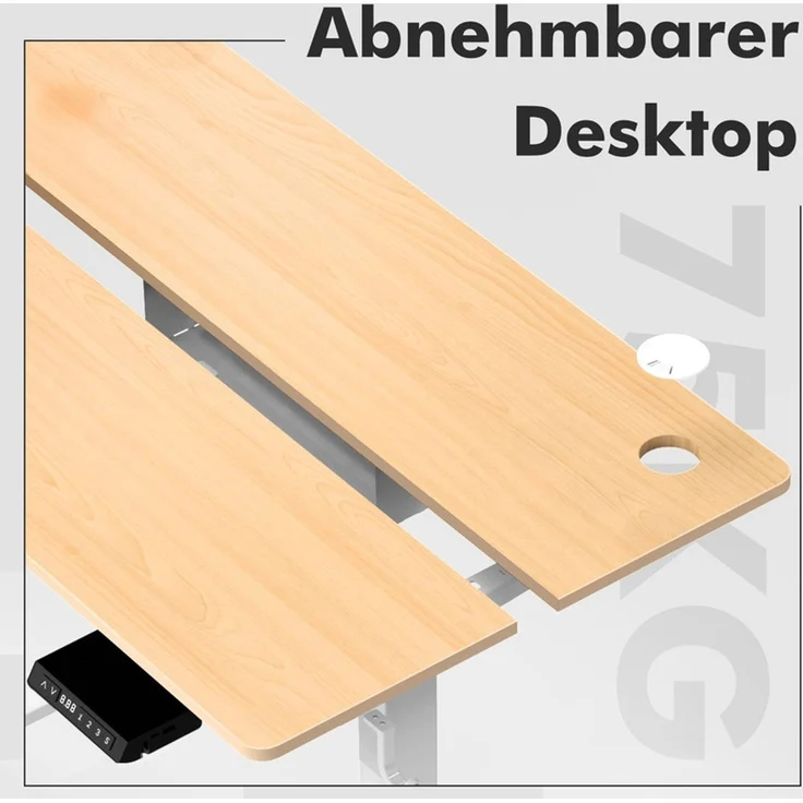HOMAVO höhenverstellbarer Schreibtisch 70×140 cm, mit Memory- und Anti-Kollisionsfunktion, USB-A- und USB-C-Anschlüssen, Höhe 70–120 cm, Natu – Bild 3