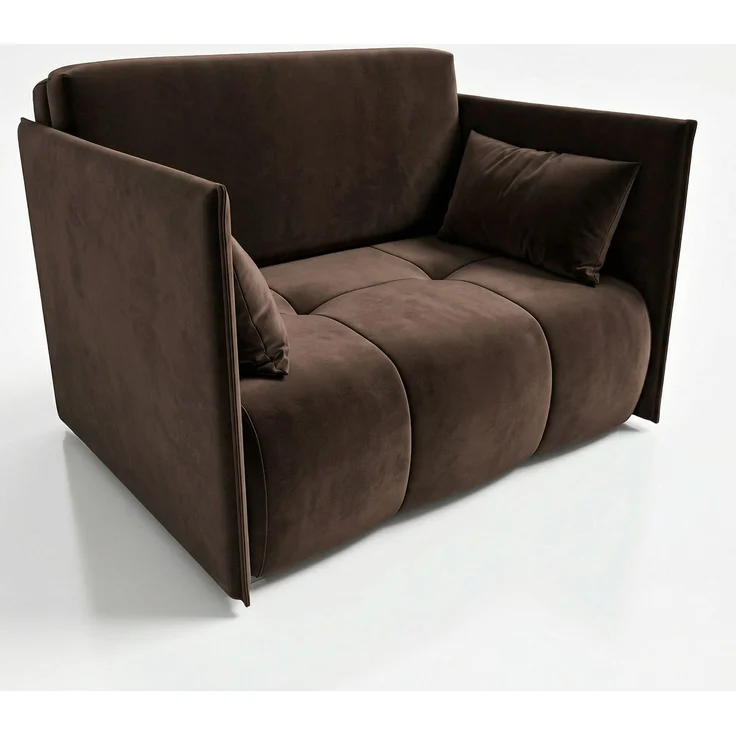 Wohnero24 Nessi 2 Schlafsofa 112x195 cm mit Schlaffunktion & Bettkasten – Sofa Braun – Bild 1