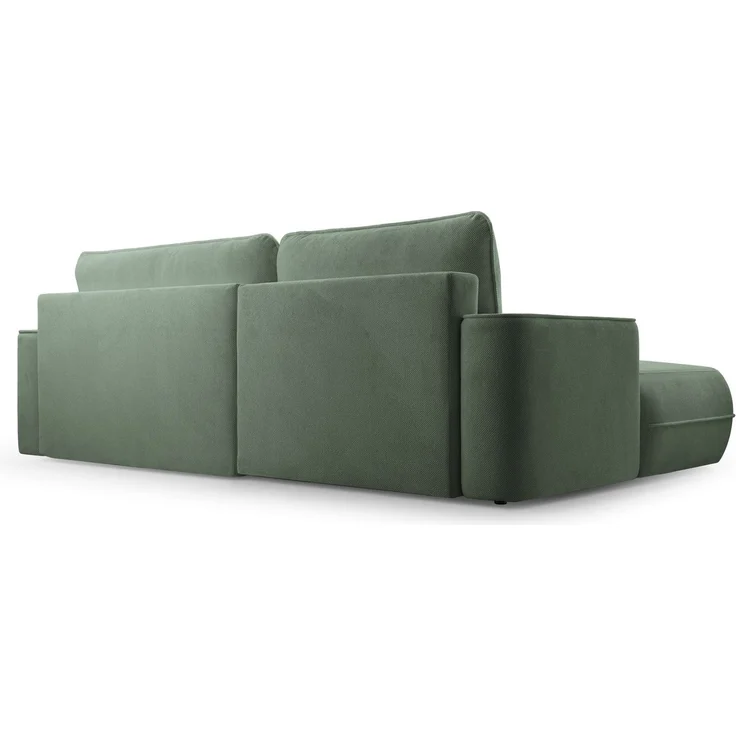 Selsey 'Fuerro' Ecksofa mit Schlaffunktion, Bettkasten, Ottomane rechts, Strukturstoff wasserabweisend, Salbeigrün – Bild 7