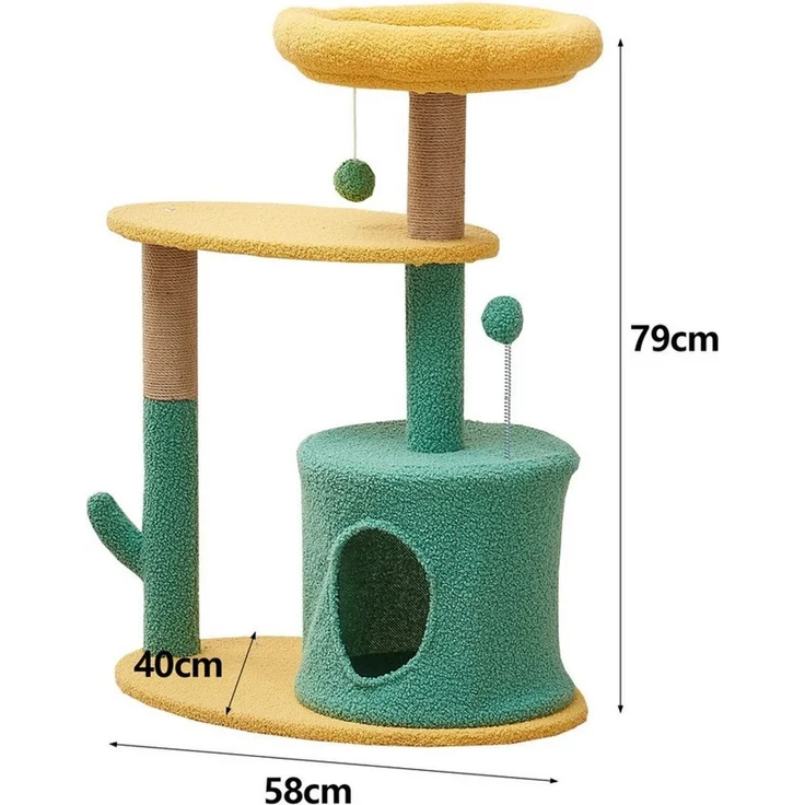 SNOEKIE Kratzbaum Snoekie Katzenbaum aus MDF mit Höhle Sisalstämmen und Spielball 79cm – Bild 2