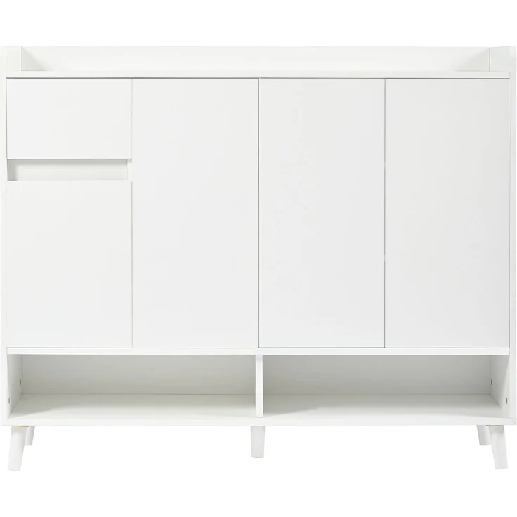 Merax Schuhschrank, Sideboard, mit großem Stauraum, 4 Türen und 1 Schubladen mit einem verstellbaren Regal, Weiß – Bild 9