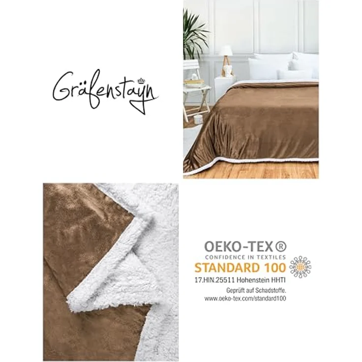 Wohndecke in Lammfell‑Optik - Kuscheldecke flauschig – Sherpa Fleecedecke, Gräfenstayn, Warme Wolldecke & Sofaüberwurf Tagesdecke für Couch & Sofa – Bild 8