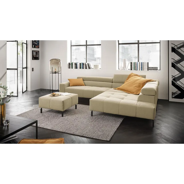 Ecksofa CLEVELAND Wohnlandschaft Velours taupe 308x219