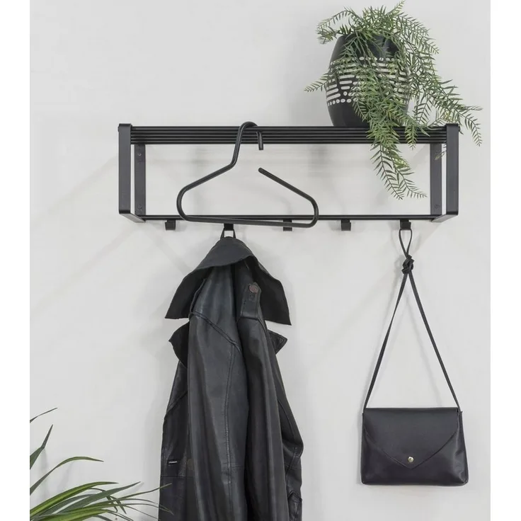 Spinder Design Wandgarderobe Rex 2 Schwarz pulverbeschichtet Garderobe 70x29x19 cm