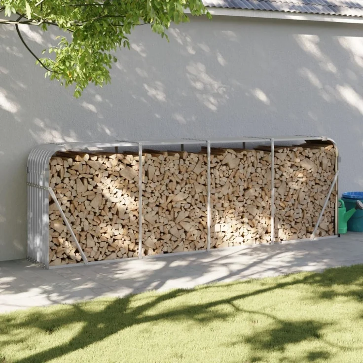 vidaXL Holzkorb Hellgrau 300 x 45 x 100 cm Verzinkter Stahl 364556 – Bild 1