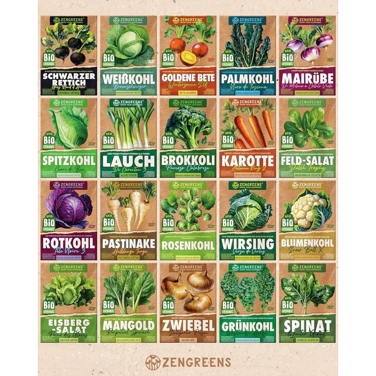 ZenGreens® - Bio Wintergemüsesamen im 20er Set - 20 Winter Gemüse Samen für den einfachen Anbau im Garten, Balkon oder Hochbeet - Pflanzensamen - Saatgut – Bild 7