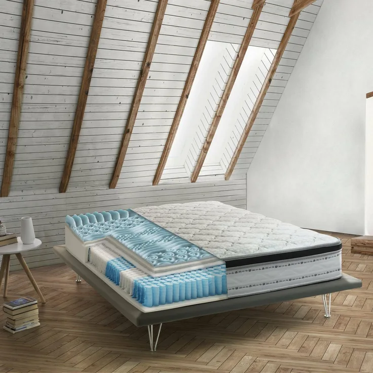 Talamo Italia - Porzia-Doppelmatratze, abnehmbarer Bezug aus Memory Foam+Gel und Taschenfedern, 100 % Made in Italy, milbenhemmend und hypoallergen, 160 x 190 x 27 cm