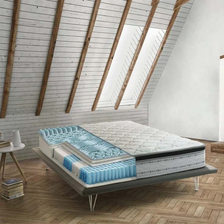 Talamo Italia - Porzia-Doppelmatratze, abnehmbarer Bezug aus Memory Foam+Gel und Taschenfedern, 100 % Made in Italy, milbenhemmend und hypoallergen, 160 x 190 x 27 cm