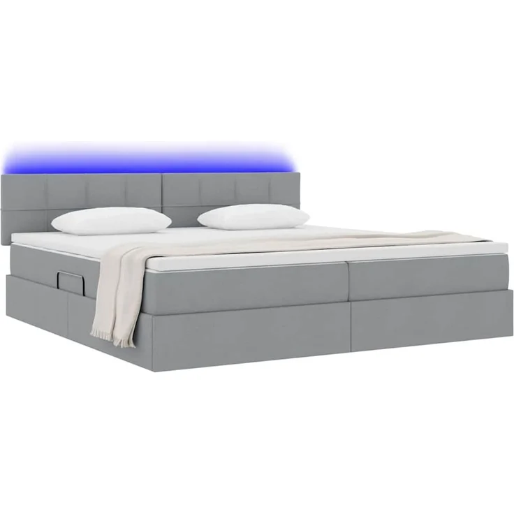 vidaXL LED-Speicherbett mit Matratze Hellgrau 200 x 200 cm Stoff 3371166 – Bild 3