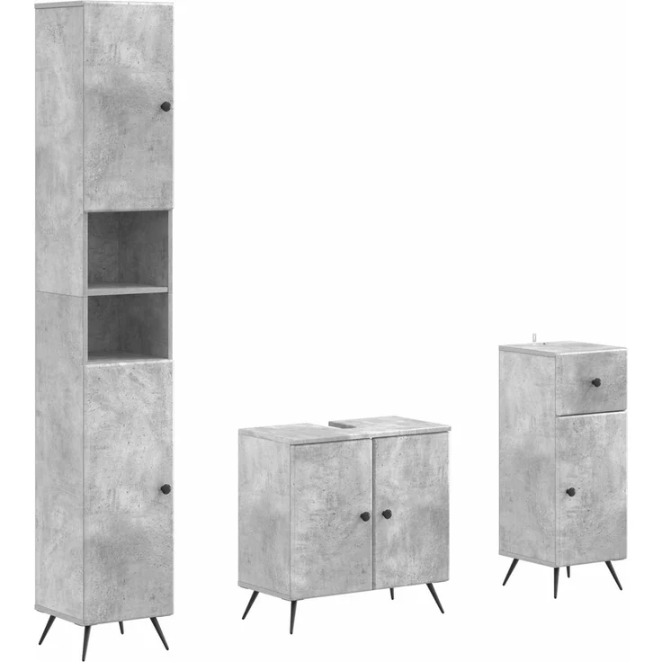 vidaXL 3-teiliges Badezimmer-Schranksystem BREDA Betongrau 3417885 – Bild 2