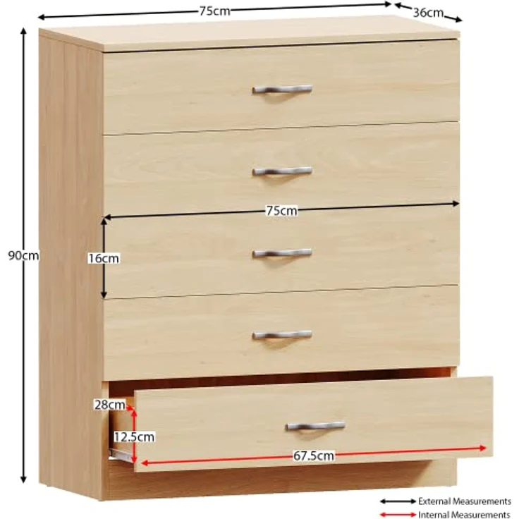 Vida Designs Riano Kommoden & Sideboards, Mitteldichte Holzfaserplatte, Pinnie, Standard – Bild 4