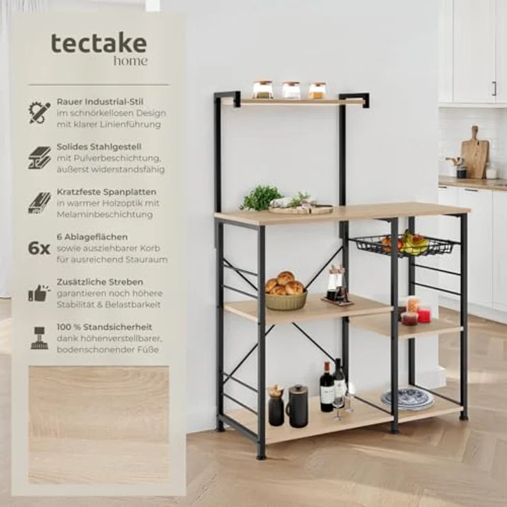 tectake Küchenregal Crawley, Einzelstück, Industrial Style – Bild 5