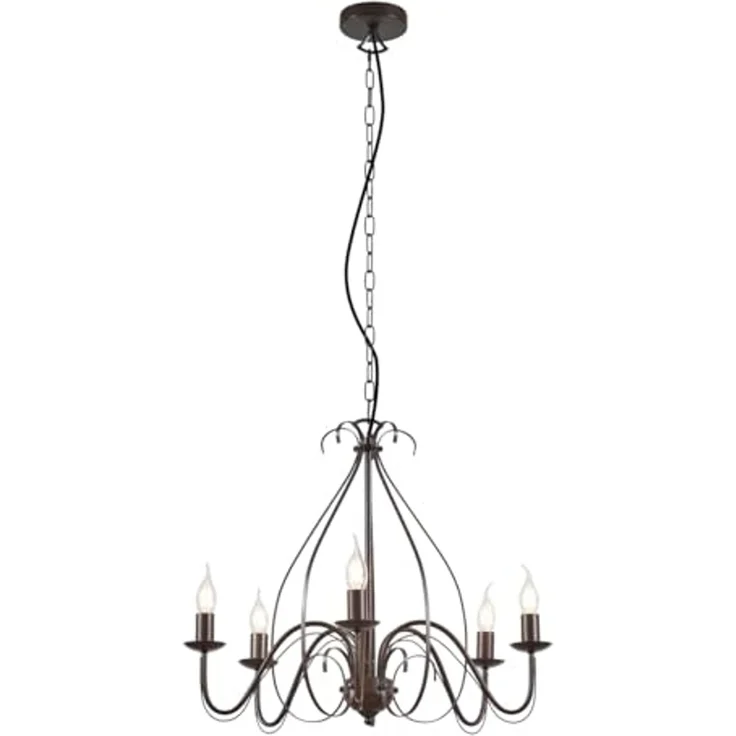 Qazqa Kronleuchter Giuseppe, ohne Leuchtmittel, E14, Rostbraun, Landhaus, Stahl, 5-flammig – Bild 3