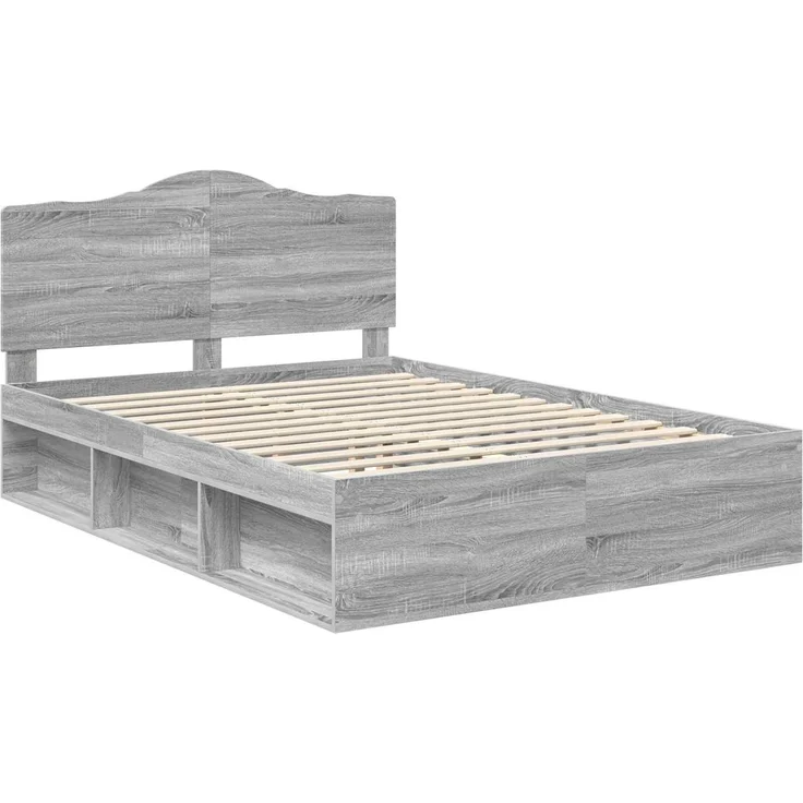 vidaXL Bettrahmen Graues Sonoma 150 x 200 cm Massives Kiefernholz 3413295 – Bild 3