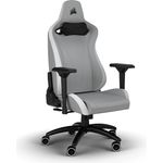 Corsair TC200 Gaming-Stuhl aus Kunstleder, Standard Fit (Langanhaltenden Komfort, Bezug aus Weichem Kunstleder, Integrierte Lendenstütze aus Schaumstoff, 4D-Armlehnen) Hellgrau/Weiß