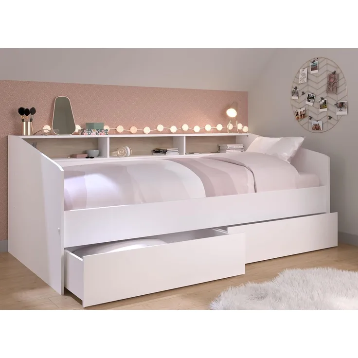 Stauraumbett >Sleep 4< in 23 - Weiss - 203x113x82cm (LxBxH)
