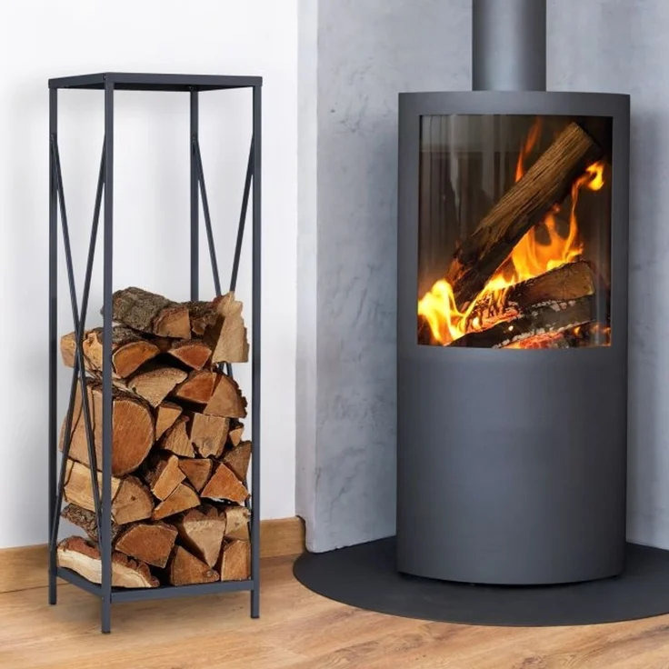 Relaxdays Graues Kaminholzregal aus Metall – Bild 2