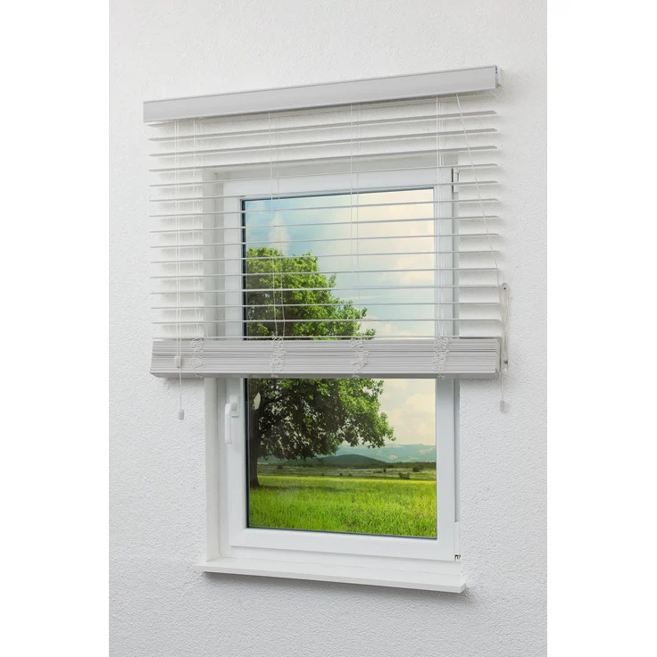 Qualitätsjalousie Holzoptik 50mm in Reinweiß in den Maßen (B x H) 60cm * 240cm – Bild 4
