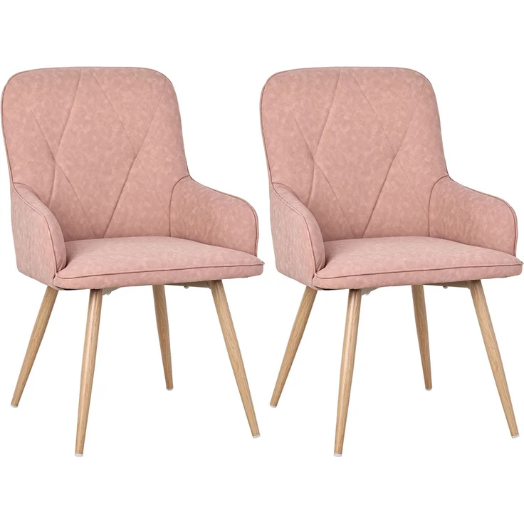 HOMAVO Esszimmerstuhl 2 Stück mit Armlehnen Lederlook Pink 57x62x87cm, YZ3 – Bild 1