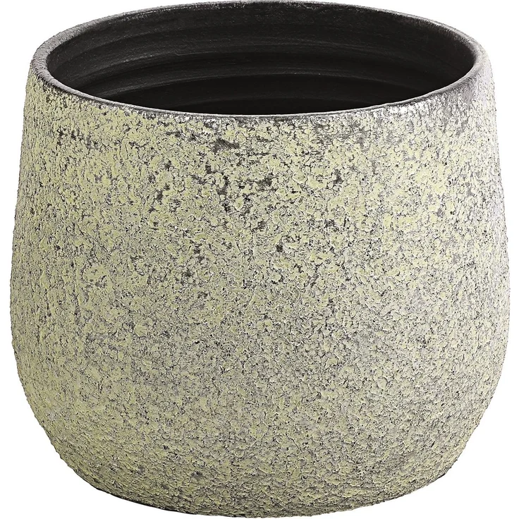 Dehner Übertopf Yves, strukturiert, Keramik, silber – Bild 1