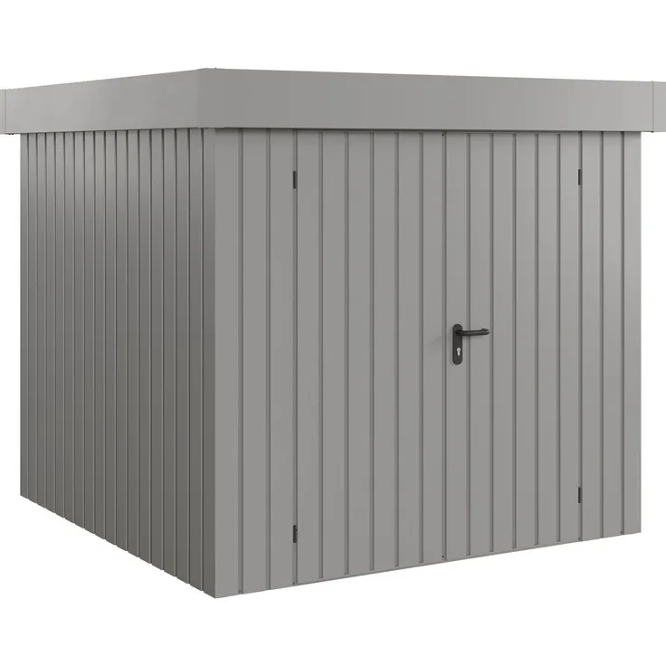 Hörmann Ecostar Metall-Gerätehaus "Euroline Trend" mit Flachdach EFD 5, graualuminium, 214 x 214 cm,2-flüglige Tür