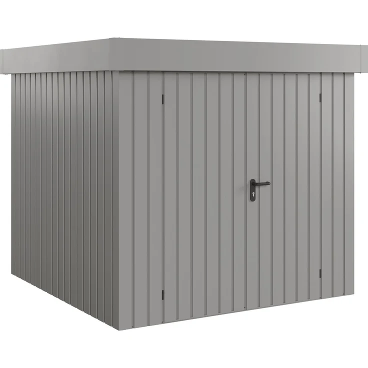 Hörmann Ecostar Metall-Gerätehaus "Euroline Trend" mit Flachdach EFD 5, graualuminium, 214 x 214 cm,2-flüglige Tür – Bild 1